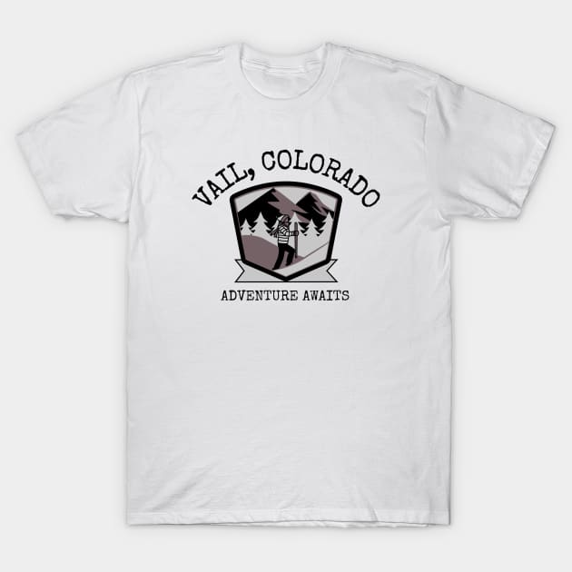 Vail, Colorado Snow Skiing T-Shirt by Mountain Morning Graphics
